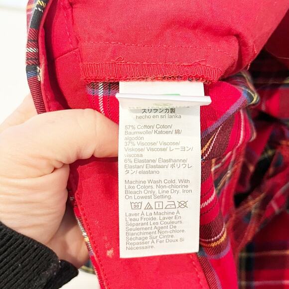 J. Crew Tartan Cropped Straight Leg Plaid Holiday Pants Red 16 - Picture 4 of 5